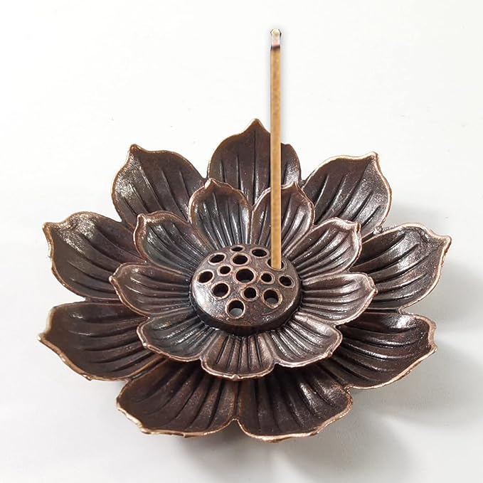 GXXMEI 8PCS Lotus Brass Stick Incense Burner Holder Incense Burner Cone Ash Catcher Home Fragrance Accessories