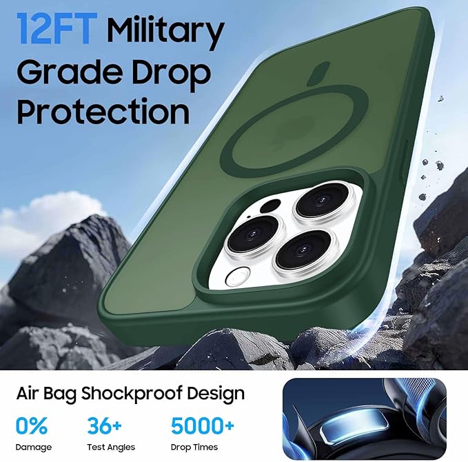 Ntwinro Magnetic for iPhone 14 Pro Case (Compatible with MagSafe) with Detachable Wallet & Card Holder for 3 Cards [RFID Blocking] Military Grade Protective Slim Phone Cover, Green