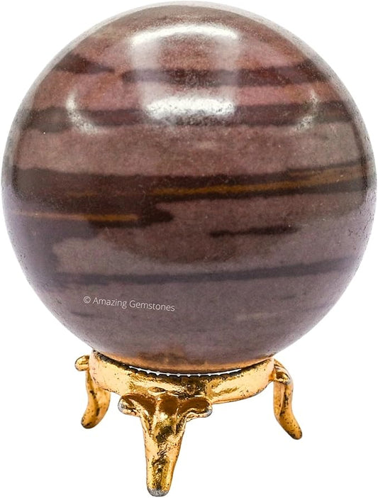 Amazing Gemstone Narmada Stone Crystal Ball with Stand - 2.5" Inches Large Crystal Sphere Meditation Balls for Witchcraft and Decorative Balls
