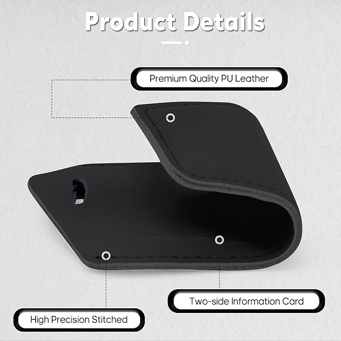 Travelambo 20 Pack Luggage Tags Faux Leather for Suitcases Travel Bag Labels with Protection Cover ID (Black)