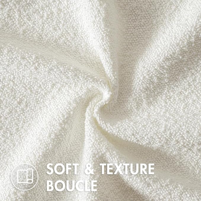 MIULEE 12x20 Inch Decorative Lumbar Throw Pillows for Bed Set of 2 Textured Boucle Neutral Winter Throw Pillow Covers White Accent Solid Pillowcases Sofa Livingroom Home Decor