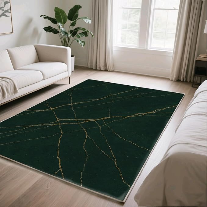 Luxury Marble Rug - 2x4 Rug, Abstract Marble Hallway Rugs, Modern Art Runner Rugs, Washable & Non Slip Small Carpet Home Decor