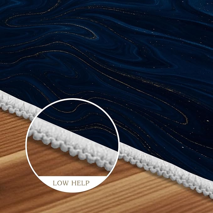 Luxury Marble Rug - 5x8 Area Rug, Navy Blue Marble Rugs, Modern Abstract Outdoor Rugs, Washable & Non Slip Carpet Home Decor