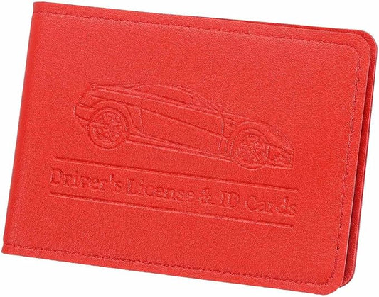 HARFINGTON Car Registration and Insurance Holder PU Leather Vehicle Glove Box Organizer Storage Accessories Car ID Holder with 6 Pockets for License ID Card Bank Card Documents, Red