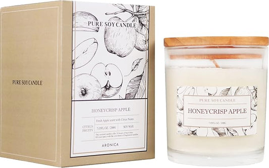 Aronica Pet Safe Candles Apple Scented, Long Lasting Scented Candles, Honeycrisp Apple Candle Clean Non Toxic, Fruity Candles Scented