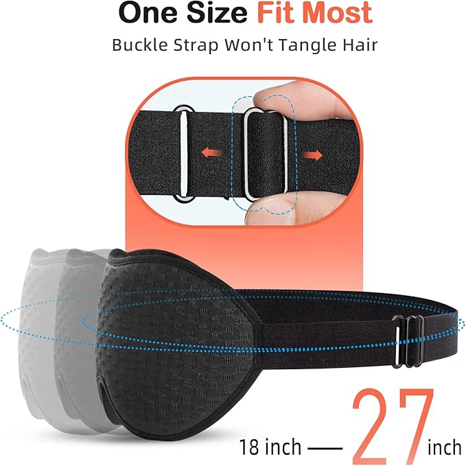 INNELO 3D Contoured Sleep Mask for Side Sleepers, 100% Light Blocking Sleeping Mask for Men & Women, Soft, No Pressure on Eyes, Airplane Blindfold for Travel, Night Eye Cover for Nap, Yoga, Black