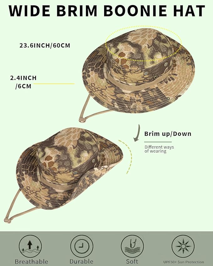 Sun Hats for Men Women Bucket Hat UPF 50+ Boonie Hat Foldable UV Protection Hiking Beach Fishing Summer Safari