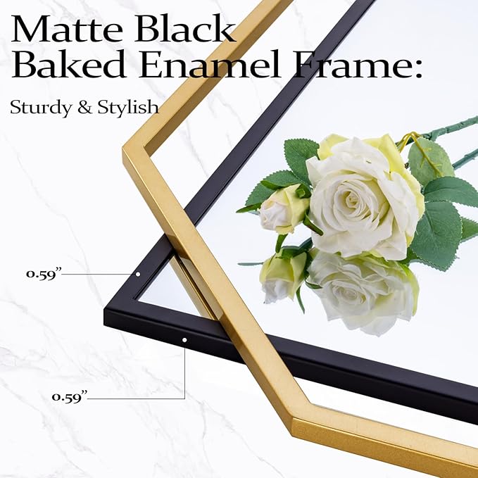 48.5"x32.5" Large Bathroom Mirror, Black and Gold Living Room Wall Mirror, with Decorative Metal Frame, Dining Room, Entryway
