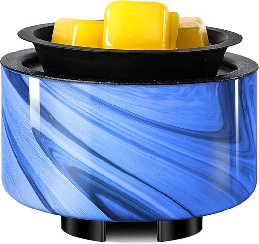 Wax Melt Warmer, Electric Wax Warmer for Scented Wax, All-in-One Candle Wax Melter with PTC Heating and 7 Color Lights, Glass Fragrance Oil Burner for Women Gifts (Gray Wave)