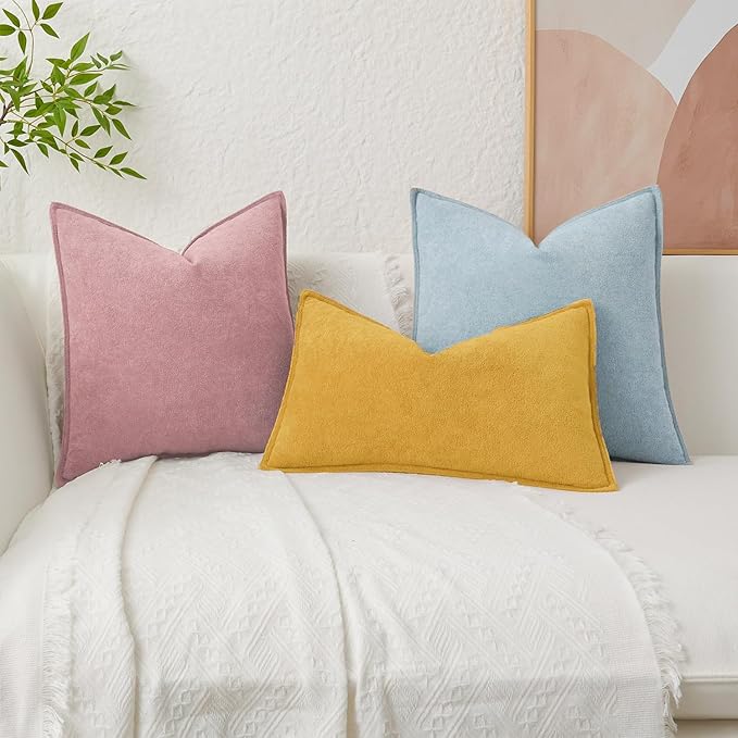 Kevin Textile Valentines Day Decorative Pillow Covers Plush Pink 12x20 Inch Pack of 2 Soft Boucle Textured Waterproof Lumbars Cushions Elegant Accent Pillows for Couch Sofa Chair Bed Home