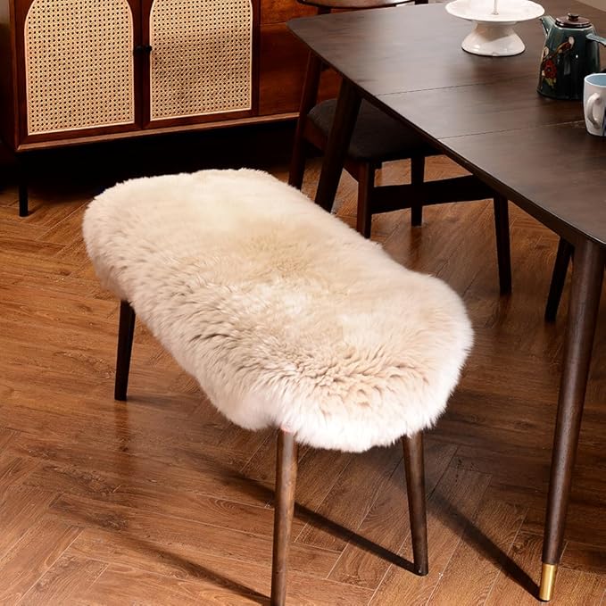 LLB Genuine Sheepskin Area Rug Wool Rug Fur Carpet Fluffy Shaggy Fur Rug for Living Room Kids Bedroom Real Sheepskin Throw Lambskin Rugs Sofa Mat Chair Seat Covers (Cream Brown, 2 x 3 ft Sheepskin)