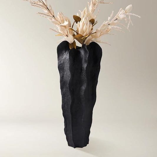 Playa Floor Vase, Organic Modern Sculptural Vase with Textured Finish, Minimalist Statement Piece for Contemporary Home Decor & Interior Design, Black