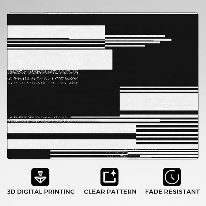 Black and White Stripe Rugs for Home Decor, 3x4 ft, Modern Stripes Area Rugs for Living Room, Soft Non Slip Washable Abstract Striped Carpet Bedroom Decorations Dt-Ghf-31