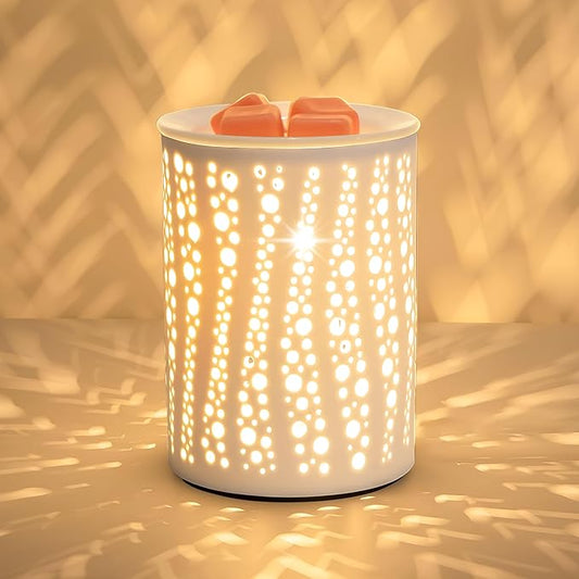 PALANCHY Wax Melt Warmer Ceramic Oil Burner Electric Candle Wax Warmer Burner Melter Fragrance Warmer for Home Office Bedroom Aromatherapy Gift & Decor 2 Bulbs Included Gift Box Packaged