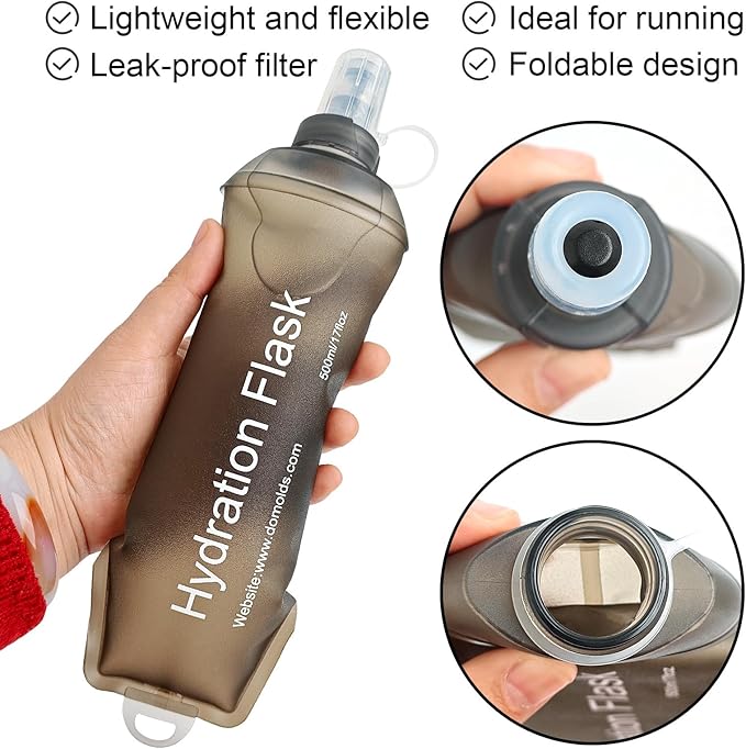 WILDREEDS 150ml Soft Flask, TPU Collapsible Soft Water Bottle for Hydration Pack, Running Vest, Folding Water Bottle for Hiking Cycling Climbing-2Pcs, Grey