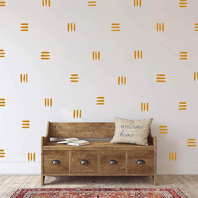 120pcs Modern Line Wall Stickers Boho Nursery Kids Living Room Scandinavian Home Décor Self-Adhesive Murals Vinyo DIY Gift YT5037 (Yellow)