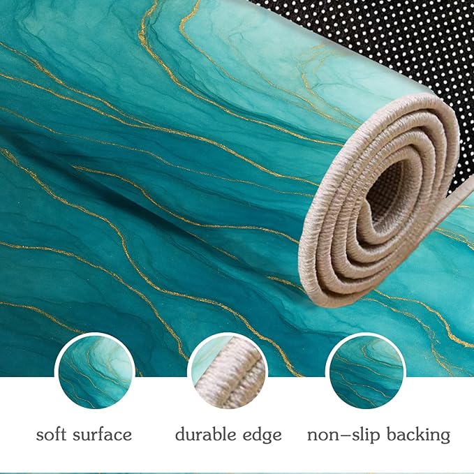 Luxury Marble Rug - 2x4 Rug, Abstract Marble Hallway Rugs, Abstract Modern Runner Rugs, Washable & Non Slip Small Carpet Home Decor