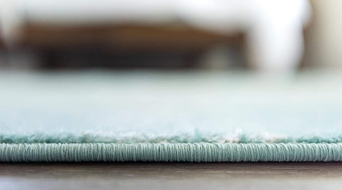 Rugs.com Arlington Collection Rug – 5 Ft Square Aqua Medium-Pile Rug Perfect for Living Rooms, Kitchens, Entryways