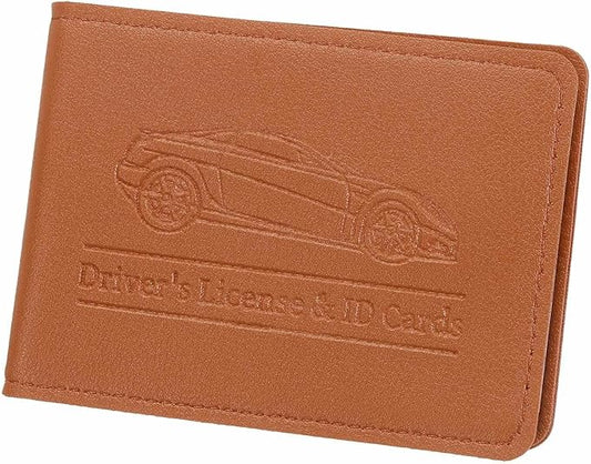 HARFINGTON Car Registration and Insurance Holder PU Leather Vehicle Glove Box Organizer Storage Accessories Car ID Holder with 10 Pockets for License ID Card Bank Card Documents, Brown