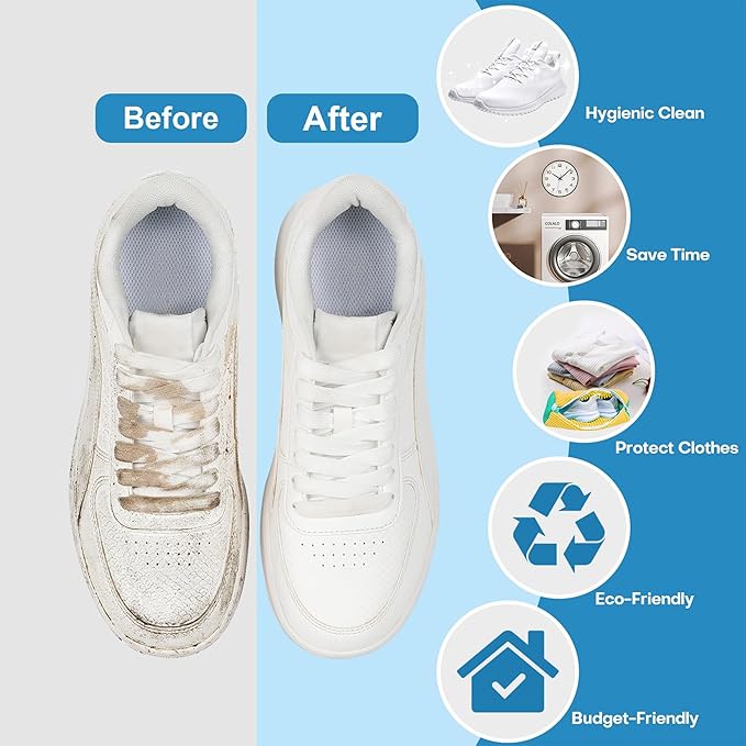 Shoe Washing Machine Bag & Laundry Shoe Bag Set, Reusable Zippered Shoe Cleaning Bag for Sneakers - Includes Mesh Laundry Bags(1PCS + 1PCS Yellow)