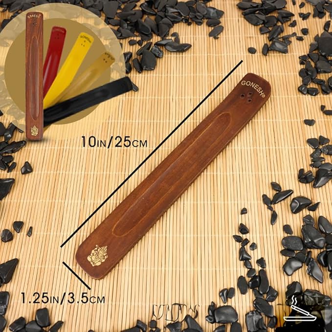 Gonesh - Incense Holder - Modern Home Decor - Wood Incense Burner - Yellow - 10” x 1.25”