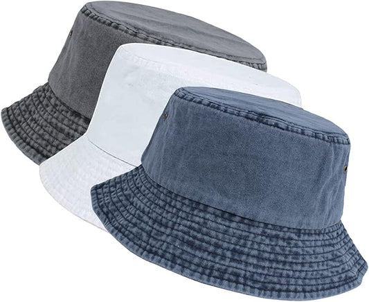 Washed Cotton Bucket Hats Packable Summer Outdoor Cap Travel Beach Sun Hat Plain Colors for Men Women