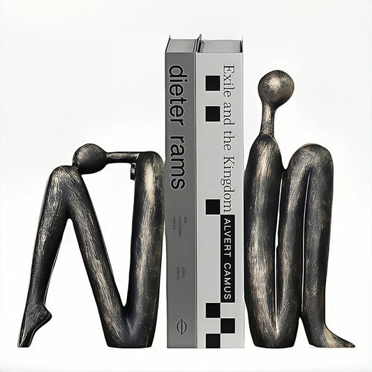 Book Ends,Resin Non Skid Bookends for Heavy Books,Bookends for Shelves Decorative,Creative Shelf Decorations to Hold Books for Home,Office Desk,Bookshelf,Study，1Pair/2Piece 11''