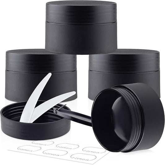 Plastic Jars Containers 4 Pack, 50g Travel Size Container Jars with Lids, Ideal for Makeup Cosmetics Lip Balm Salve Sample Cream and Beauty Lotion