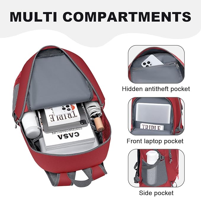 MIYCOO Backpack - Ultra Lightweight Packable Backpack for Travel Camping, 20L Hiking Back Pack Waterproof Foldable Daypack for Men Women Red