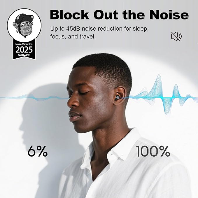 Ear Plugs for Sleeping, Ultra-Soft Noise Reduction Ear Plugs for Hearing Protection, Comfortable Sleep Earplugs for Travel, Work, Concerts & Sound Blocking (Black)