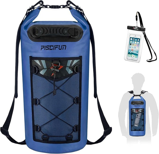 Piscifun Dry Bag, Waterproof Floating Backpack 10L/20L/30L/40L with Waterproof Phone Case for Boating, Kayaking, Fishing
