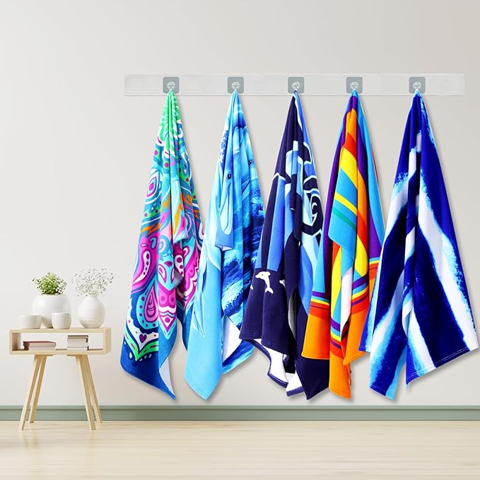 Genovega 2 Packs Oversized Beach Towel Set 36 x 72 in Large Big Pool Camping Swim Clearance Soft Towels Travel Cruise Essentials Accessories Vacation Necessities Adult Gifts Yellow Striped Purple