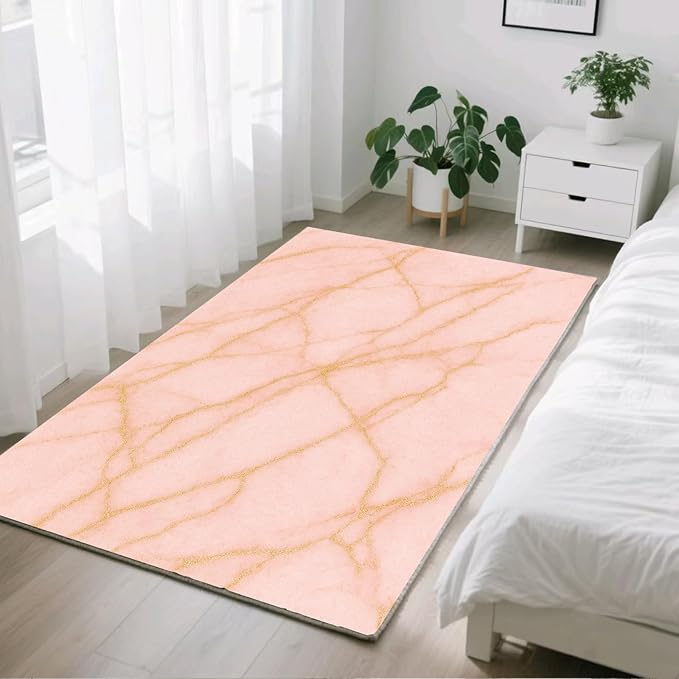 Abstract Marble Rugs - 7x10 Area Rug, Modern Art Area Rugs, Luxury Marble Living Room Rug, Washable & Non Slip Large Rug Home Decor