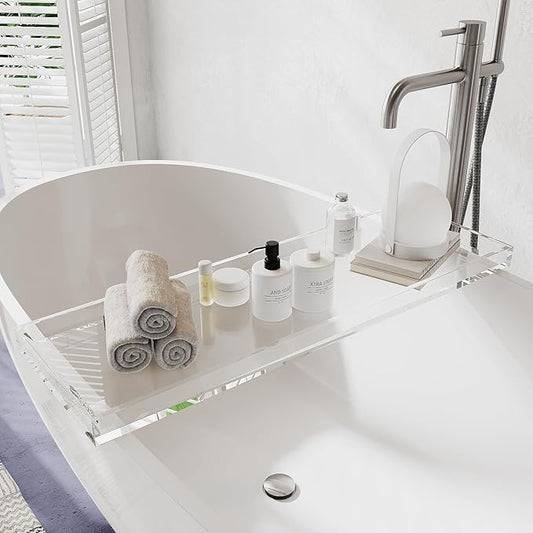 Clear Acrylic Bathtub Tray – Waterproof & Stylish Bath Caddy | Luxury Tub Tray for Relaxation (29.9" x 7.87" x 1.18")