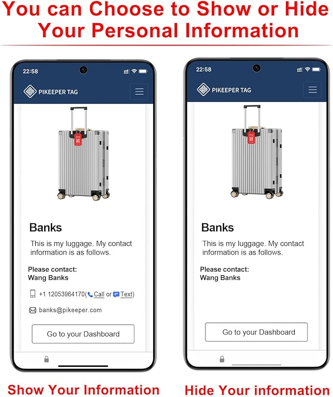 Smart Luggage Tags (4-Pack) - QR Code Shows Scanner’s Location on Scan, Privacy-Controlled Contact Info, Lost Item Alerts, Waterproof Aluminum for Travel Bags & Backpacks