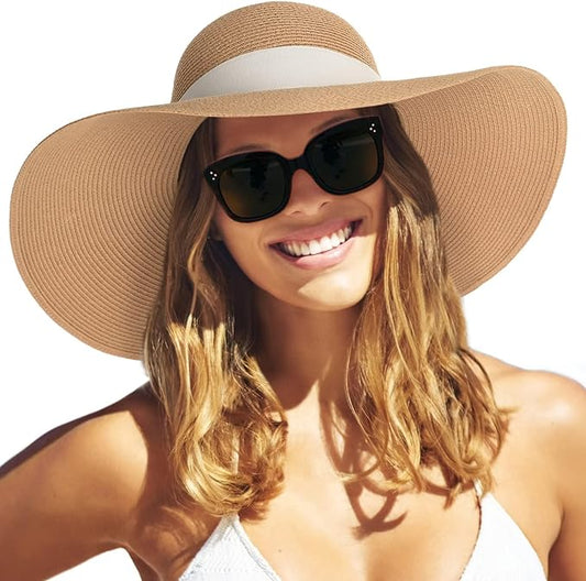 FURTALK Womens Sun Straw Hat Wide Brim UPF 80 Summer Hat Foldable Packable Floppy Beach Hats for Women