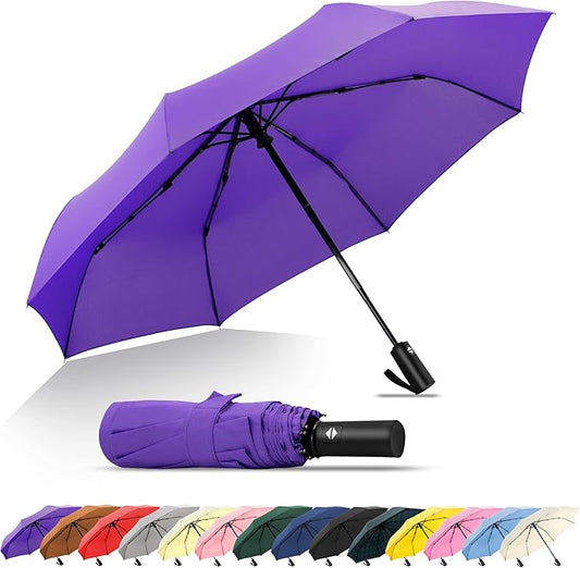 SoulRain Travel Umbrella - Compact Umbrella for Rain - Perfect Large Auto Folding Umbrella - Ideal Car umbrella, Small umbrella, and Travel Companion