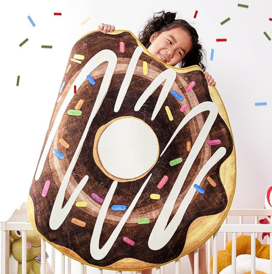 jinchan Cute Round Rug 5ft Chocolate Donut Fun Rug Washable Playroom Mat Sweet Dessert Circle Cool Rug Non Slip 5' Round Soft Cozy Floor Mat Funky Gift for Kids Teens Dorm Bedroom Living Room