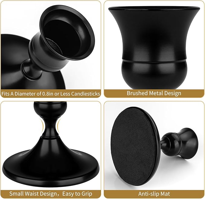 Black Candle Holder Taper Candle Holders, Set of 24 Candlestick Holders Decor for Home Decor, Metal Taper Candleholder for Fall Thanksgiving Halloween Christmas Table Fireplace Decor (24, Black)