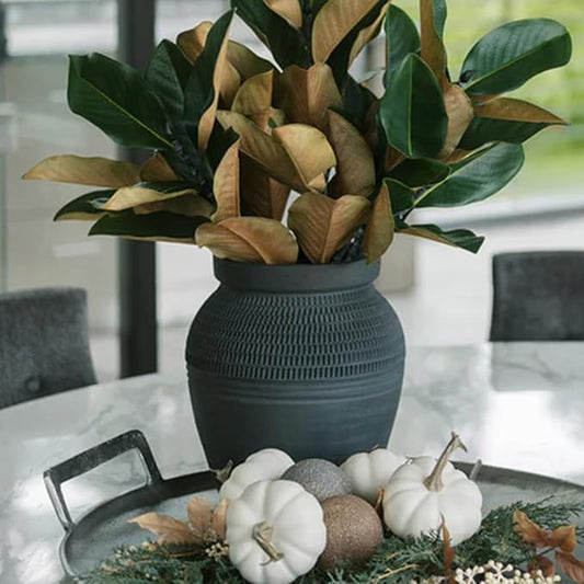CG Hunter Terracotta Black Vase with Handles, 11-in Vintage Decor Vase & Table Decor in Entryway, Livingroom or Dining Room, Display Fresh or Dried Flowers, or as a Standalone Decorative Accent