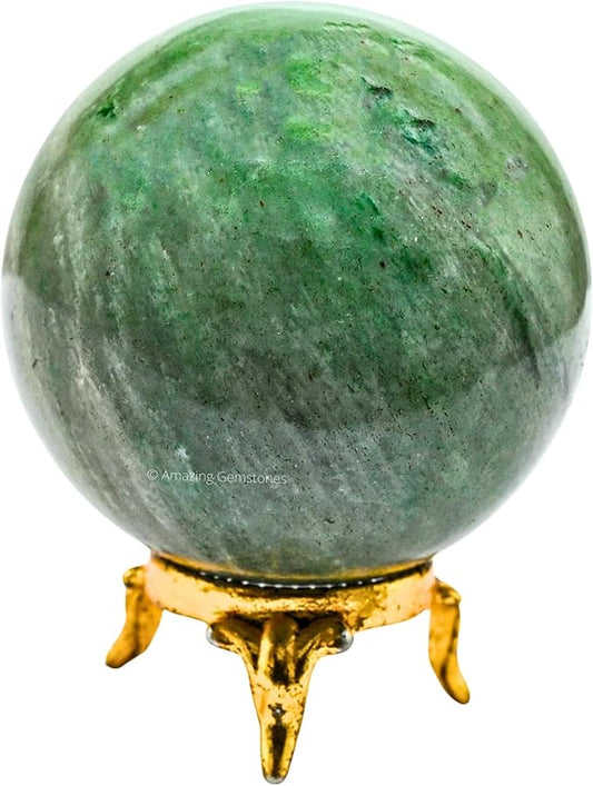 Amazing Gemstone Green Aventurine Crystal Ball with Stand - 2.5 Inches Large Crystal Sphere Meditation Balls for Witchcraft and Decorative Balls