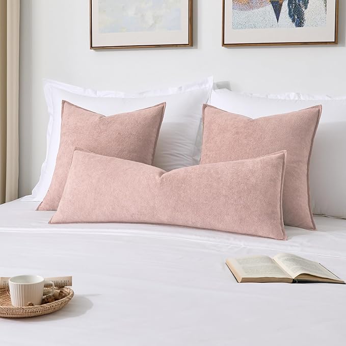 Kevin Textile Valentines Day Decorative Pillow Covers Light Pink 22x22 Inch Pack of 2 Waterproof Soft Boucle Textured Euro Pillowcases Elegant Accent Pillows for Couch Sofa Chair Bed Home