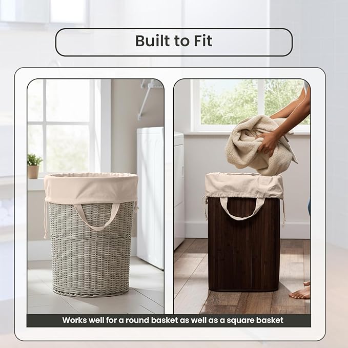 LFH Home Large Premium 100% Cotton Canvas Laundry Bag with Drawstring and Handles Heavy Duty, Multi-Use, and Washable for Home, Travel, College or Storage 28x36 (Pack of 4)-Natural