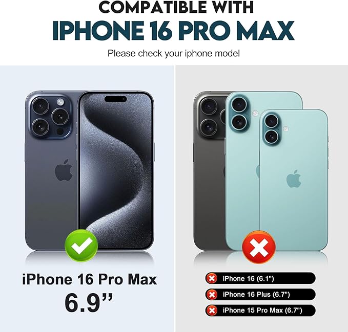 CIVICASE for iPhone 16 Pro Max Wallet Case with Stand,PU Leather Flip Credit Card Holder Slots (RFID Blocking),Compatible with Magsafe Magnetic Holder Phone Cover Women Men,Black