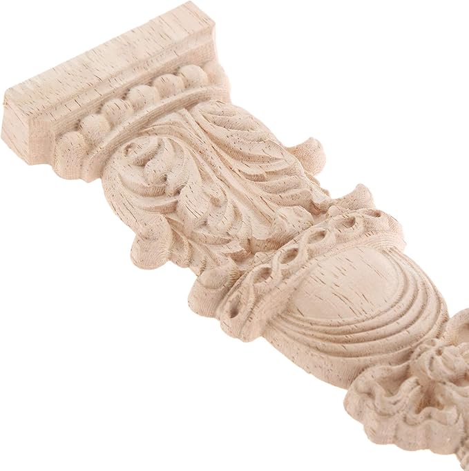 MUXSAM Wood Carved Appliques Onlays, 1-Pack Unpainted Carving Decals Mouldings Trim for Window Door Frame Rome Column Wall Mantel Dresser Fire Stove Surround Decor, 30x7cm/11.81"x2.76"