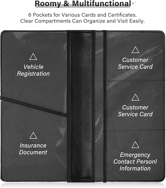 Bolaz Sailboats Car Registration and Insurance Holder Leather Vehicle Document Glove Box Organizer for License Cards Accessories