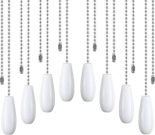 8 Pieces Ceiling Fan Pull Chains Extender Wooden Pendant Pull Chain Extension for Ceiling Light Lamp Fan(White)