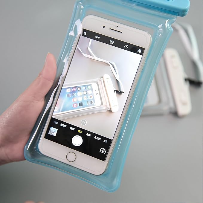 Sriyso Floatable Waterproof Phone Pouch- 7.2in Water Proof Cell Phone Case for Vacation Beach Pool Kayak Cruise Travel Essentials,Dry Bag with Lanyard for Most Models（Blue