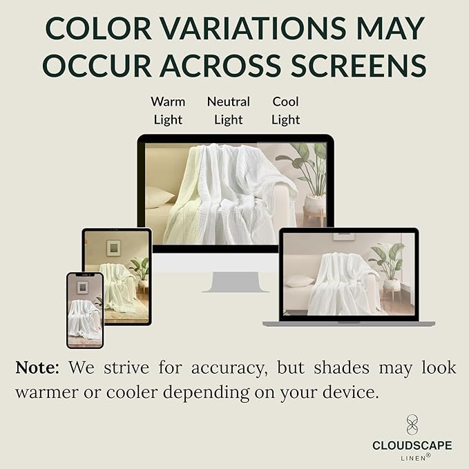 Cloud Scape Linen 8-Layer Muslin Blanket King Size for Adult - 100% Cotton, Heavy Weighted and Soft, All Season, Winter Cozy Blanket, Fits up to California King Bed, 92x108, White