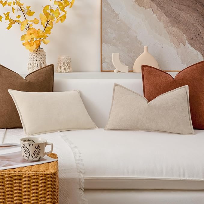 Kevin Textile Waterproof Decorative Pillow Covers Beige 22x22 Inch Pack of 2 Soft Boucle Textured Euro Pillowcases Elegant Accent Pillows for Couch Sofa Chair Bed Home Decor Indoor Outdoor